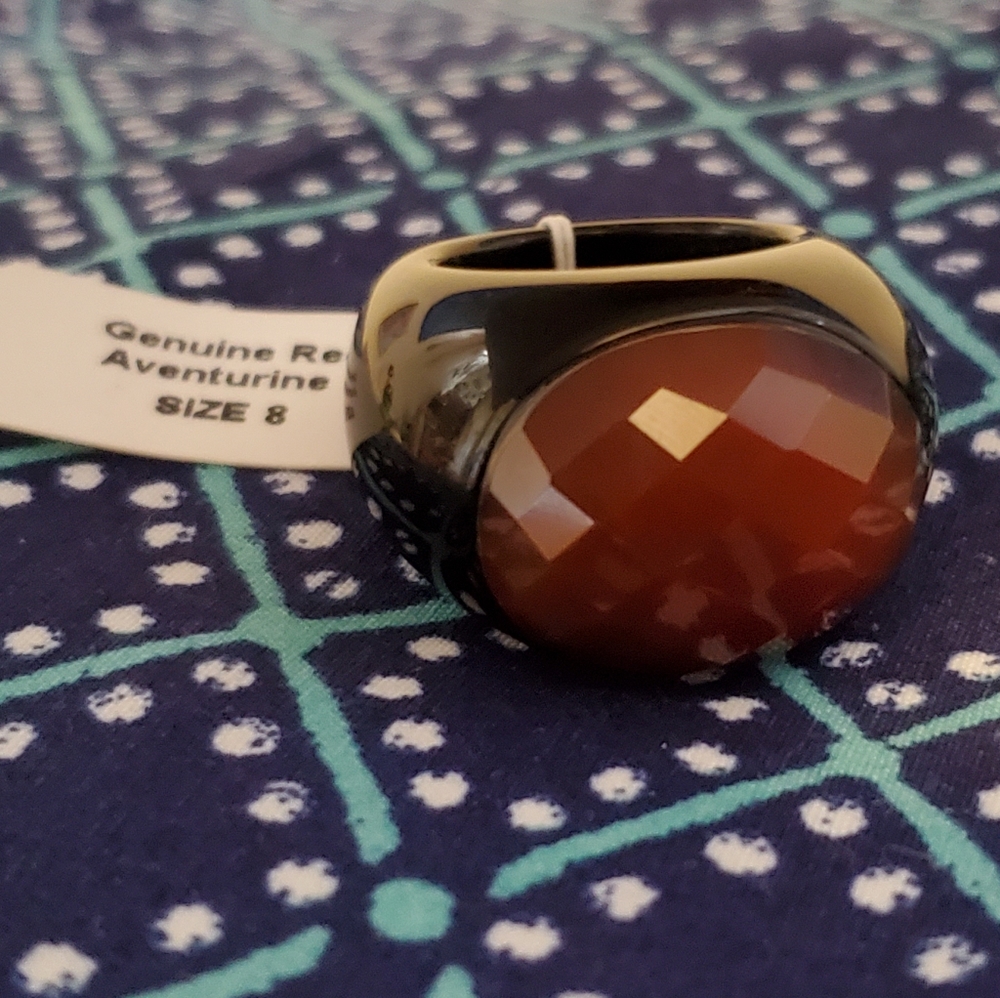 Genuine Red Aventurine Ring Size 8